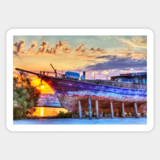 Kefalonia, Greek Shipyard Sunset Sticker